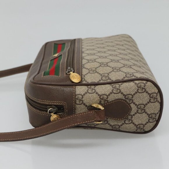 GUCCI GG Supreme Web Sherry Line Bag PVC Beige 4023 001 56 6472 Auth ep7946 - Picture 4 of 16